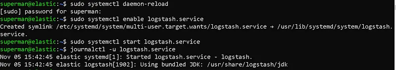 Now we can start the logstash service