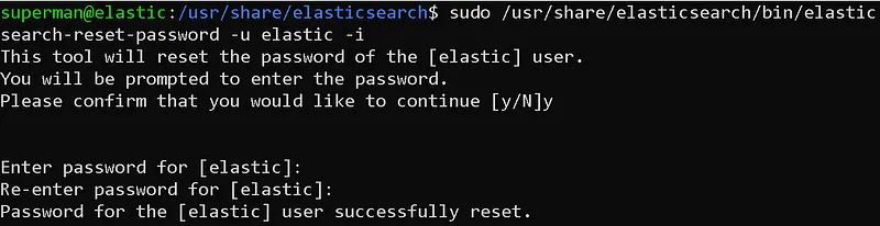 Elasticsearch Installation: elastic user password reset