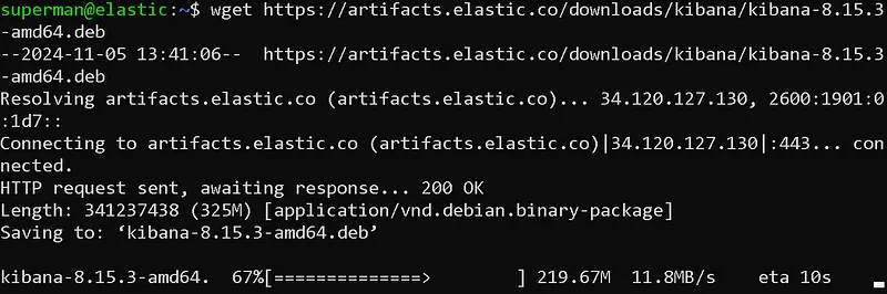 To install Kibana, we first need to download the Debian package