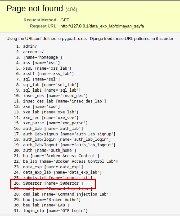 There is a DEBUG attribute that includes showing errors to developers who are developing in the Django Framework