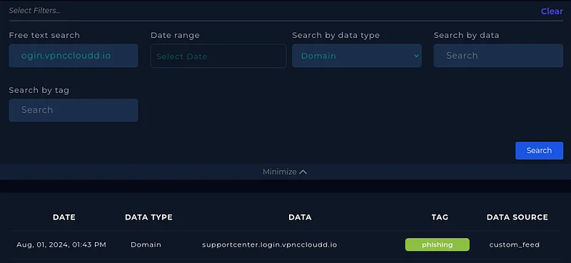 Search for the domain in the LetsDefend Threat Intel module