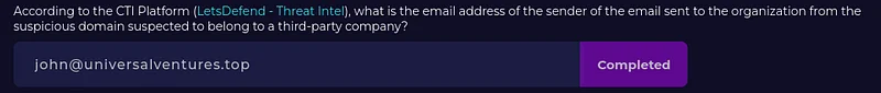 According to the CTI Platform (LetsDefend — Threat Intel), how many different email accounts in the organization received