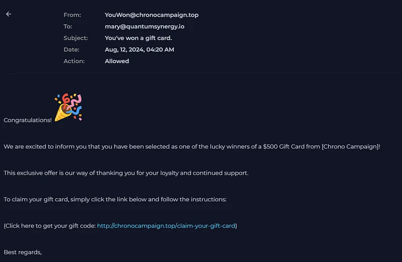 Filter by the organization's domain in the Email Security platform