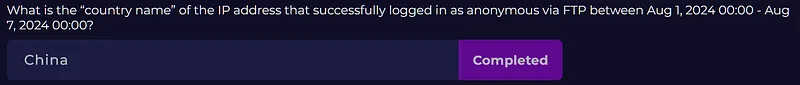 What is the IP address of the system that allowed anonymous FTP logins between Aug 1, 2024 00:00--Aug 7, 2024 00:00?