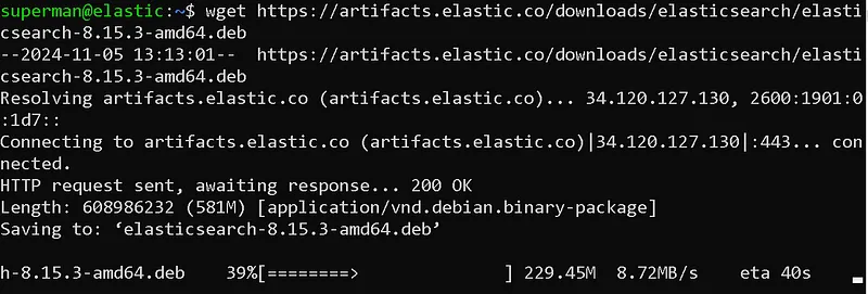 Elasticsearch kurulumu için ilk olarak debian paketini indirmemiz lazım