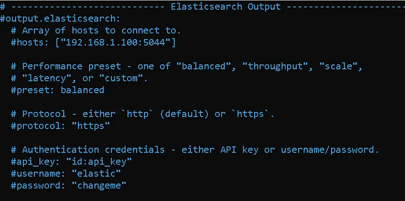 Beats Yapılandırması: Elasticsearch Output