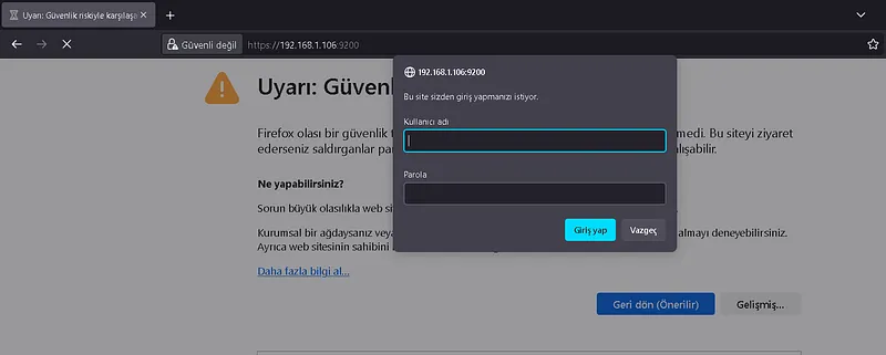 Elasticsearch Kurulumu: https:// :9200