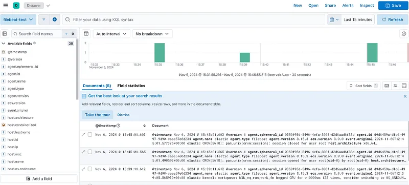 Data Viewi kaydettikten sonra discover paneline logların gelmiş olması lazım
