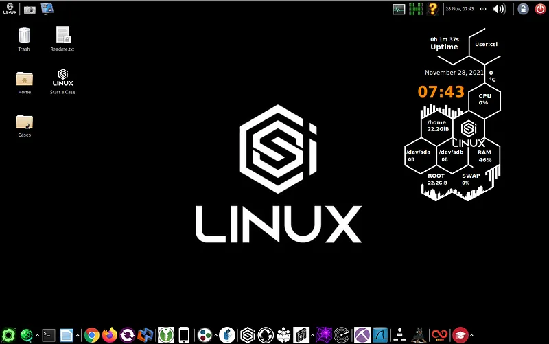 CSI Linux, dijital adli tıp (DFIR) ve siber güvenlik araştırmaları için tasarlanmış bir Linux dağıtımıdır