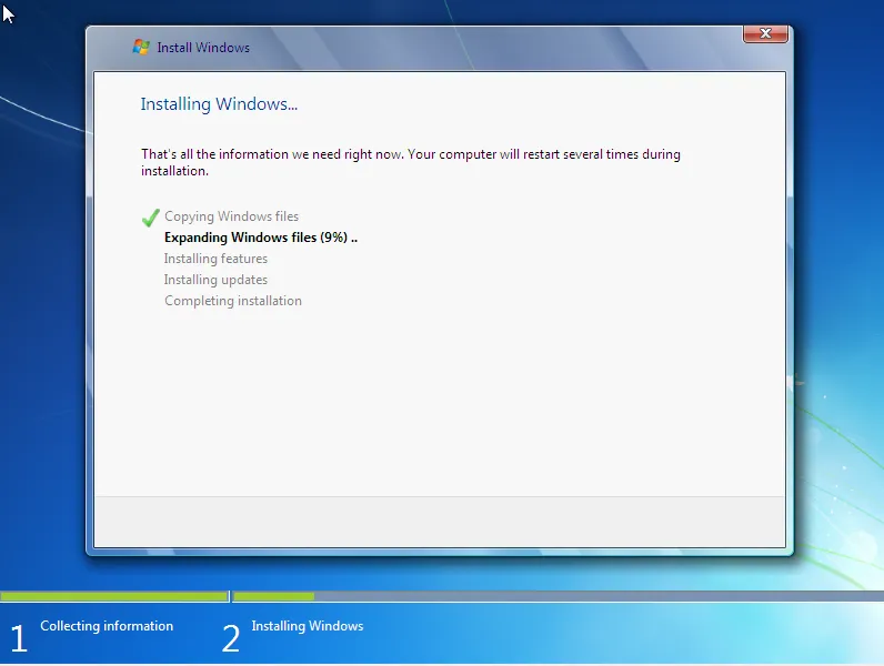 Bundan sonrası klasik windows kurulumu