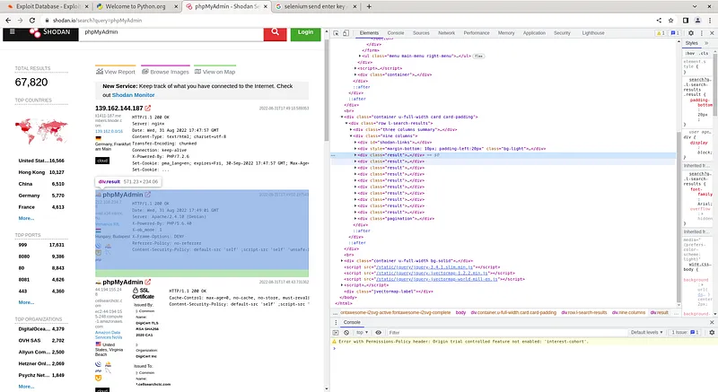 Uygulamamızı çalıştırdığımızda arama çubuğuna 'phpMyAdmin' yazıp sorgulayacaktır