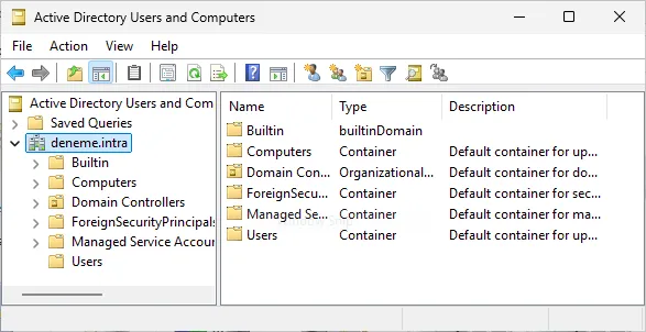 Microsoft'un Active Directory hizmeti içinde, kullanıcı hesaplarını, bilgisayarları, grupları ve organizasyon birimlerini