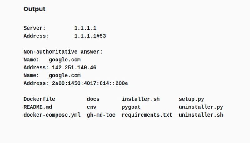 Bu komutu çalıştırdıktan sonra nslookup sonuçlarından sonra dizindeki dosyalar web sayfasına yazdırılacaktır