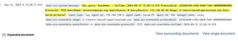 SIEM'de "data.win.eventdata.queryName: AlanAdı " filtresini kullanın ve sonuçtaki "agent.ip" alanını kontrol edin