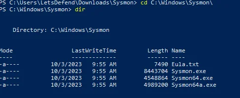 İndirme ve Dizin Hazırlığı: Resmi web sitesinden indirilen Sysmon arşiv dosyası açılır ve PowerShell yönetici yetkileriyle