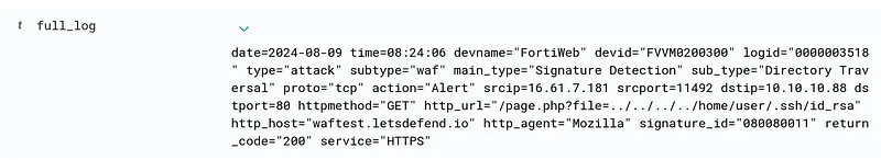 SIEM'de "data.subtype: waf" ve "data.action: Alert" filtrelerini uygulayın